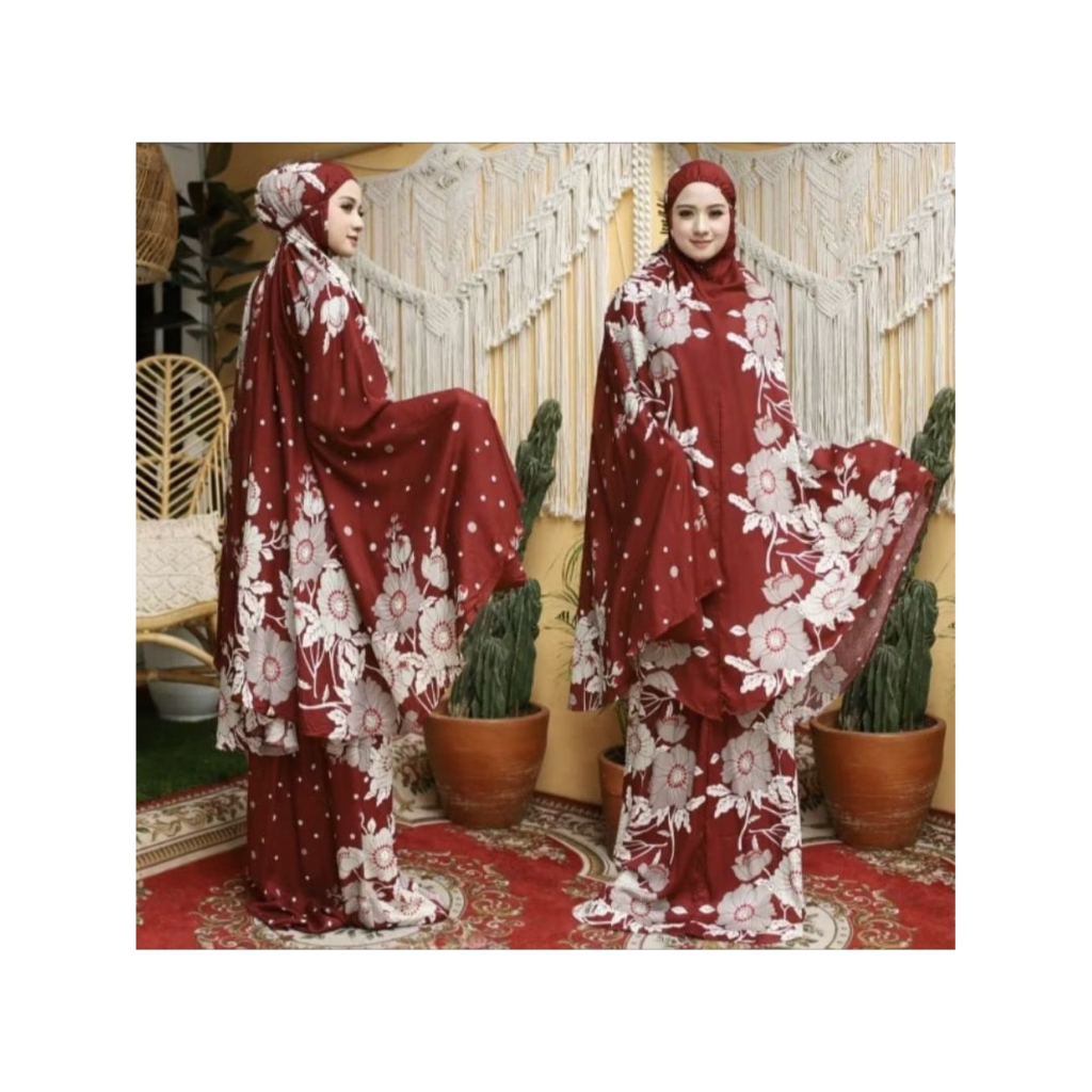 Mukena Rayon Bali Jumbo//Mukena Motif mawar// Mukena Katun
