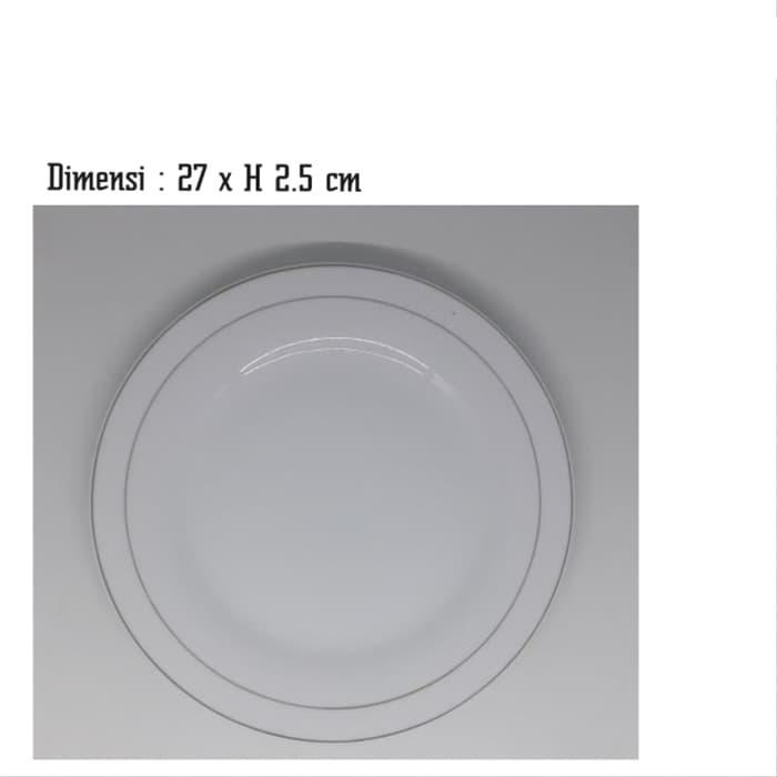 Piring Ceper Jumbo Besar Keramik Porselen Lis Emas Awet Kuat Tebal Tahan Panas Premium Pyramid 10,5"