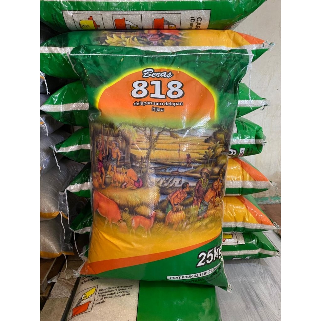 

BERAS BEAS KEMASAN MEREK CAP 818 25 KG PUTIH BERSIH MEKAR PULEUN BESTSELER