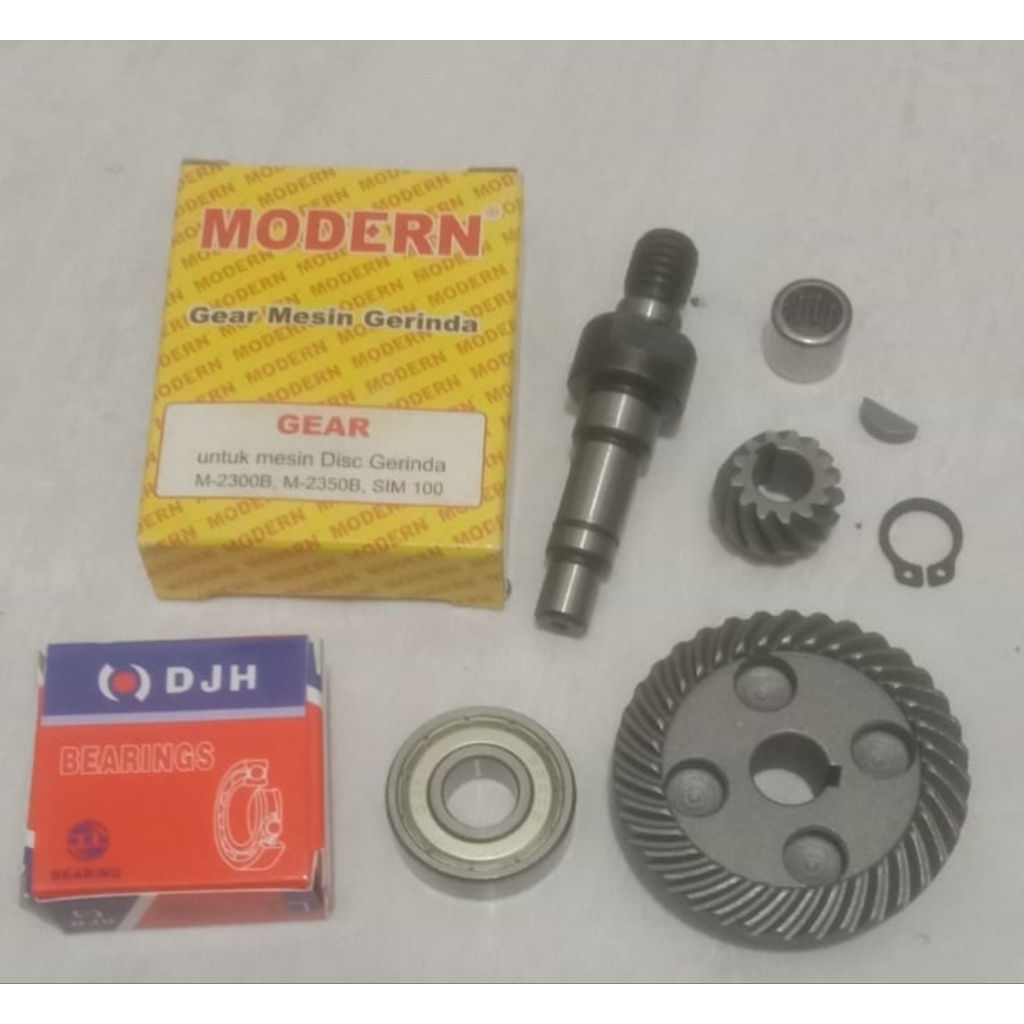 sepaket Spindle , gear seat, laher, spi, snap ring gerinda modern M2350