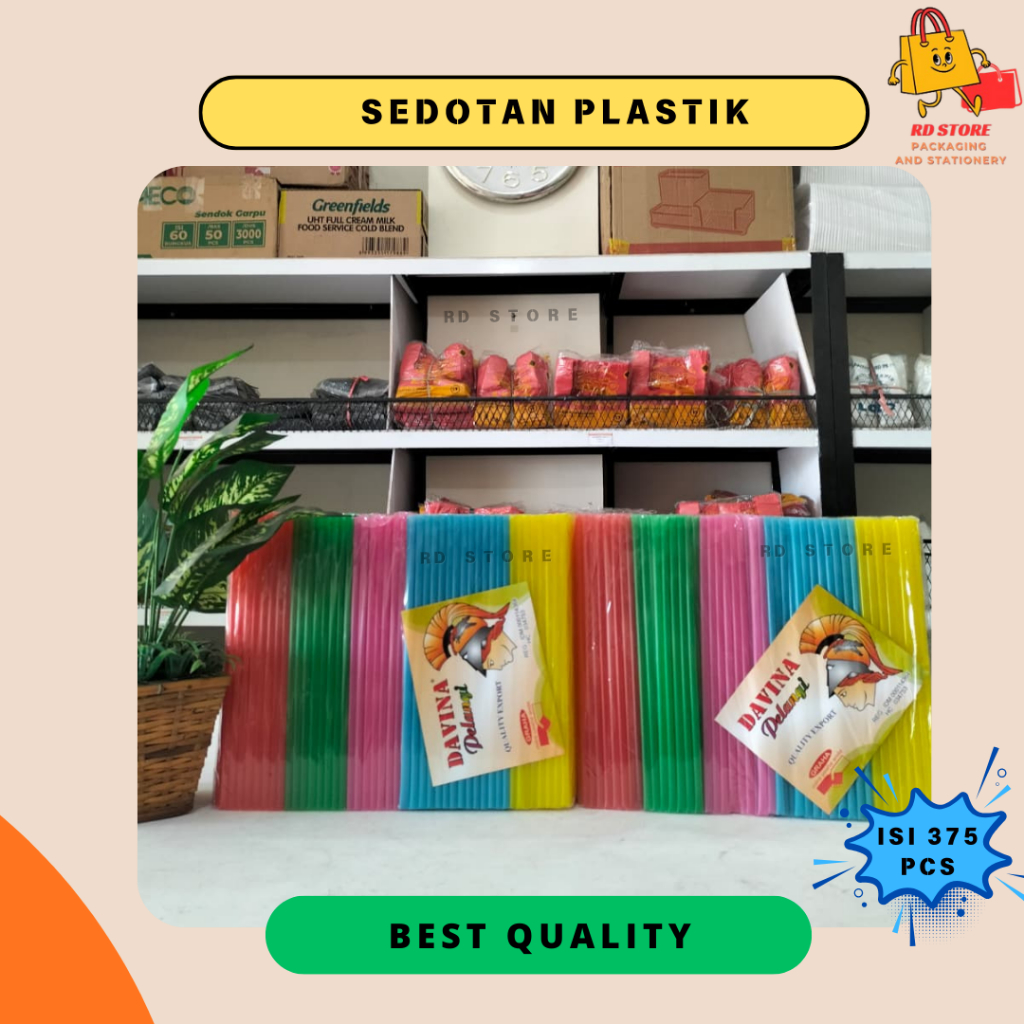SEDOTAN PLASTIK WARNA WARNI ISI 375 PCS SEDOTAN PLASTIK PANJANG DAVINA SEDOTAN PANJANG WARNA MURAH