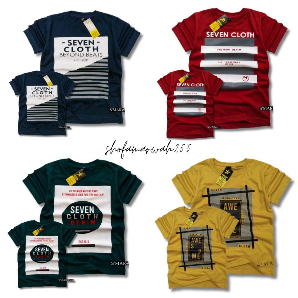 COUPLE (DEWASA ANAK) TERLARIS KAOS SEVENCLOTH KAOS COUPLE KAOS ANAK COD7