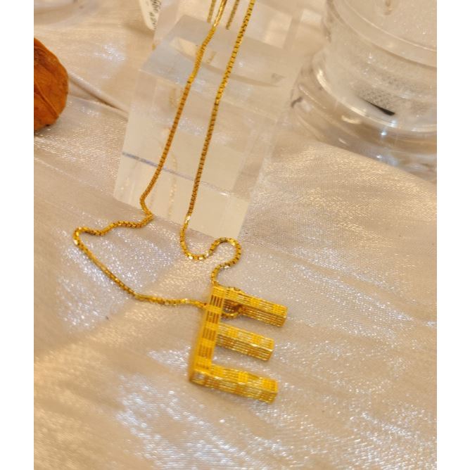 kalung emas 8k model variasi rantai italy huruf E