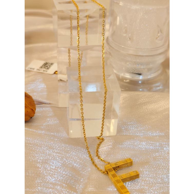kalung emas 8k model variasi rantai nori huruf F