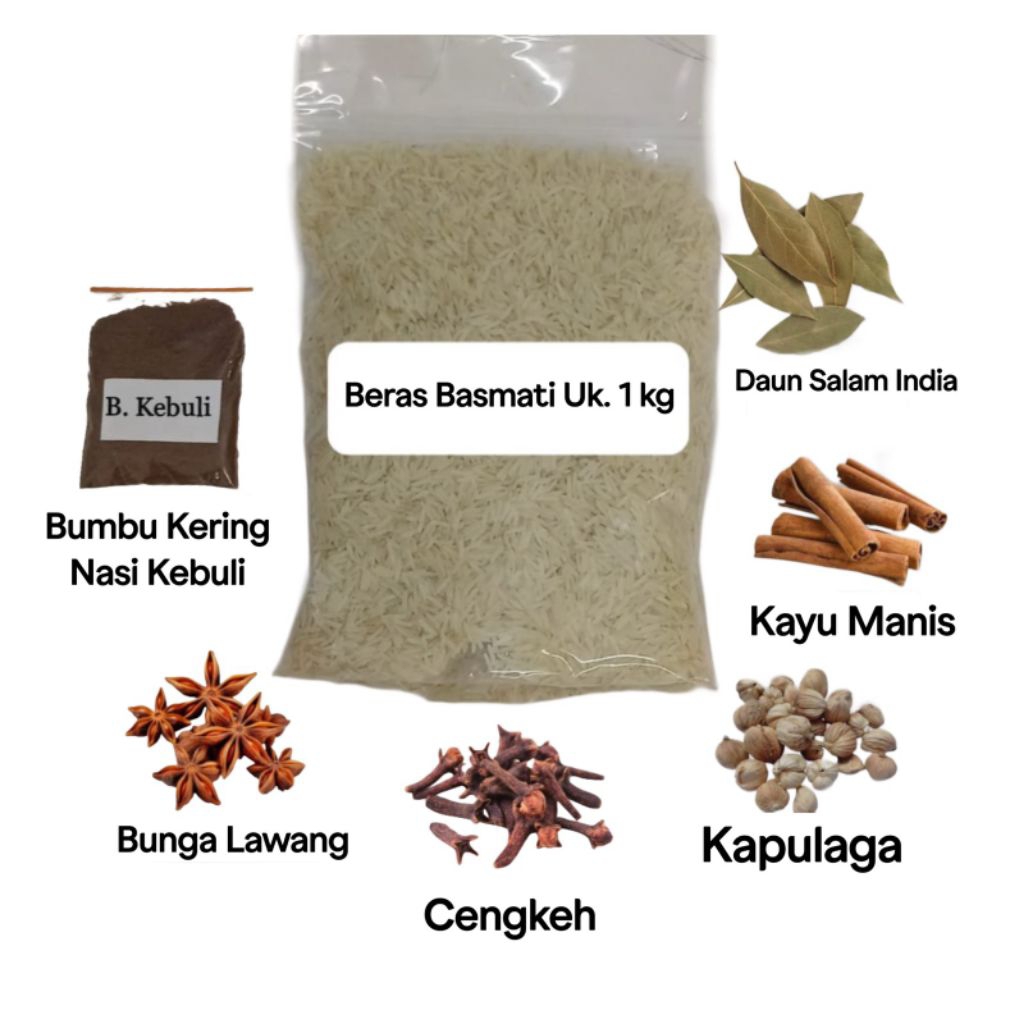 

Beras Basmati 1kg Lengkap Dengan Bumbu Kebuli & Rempah