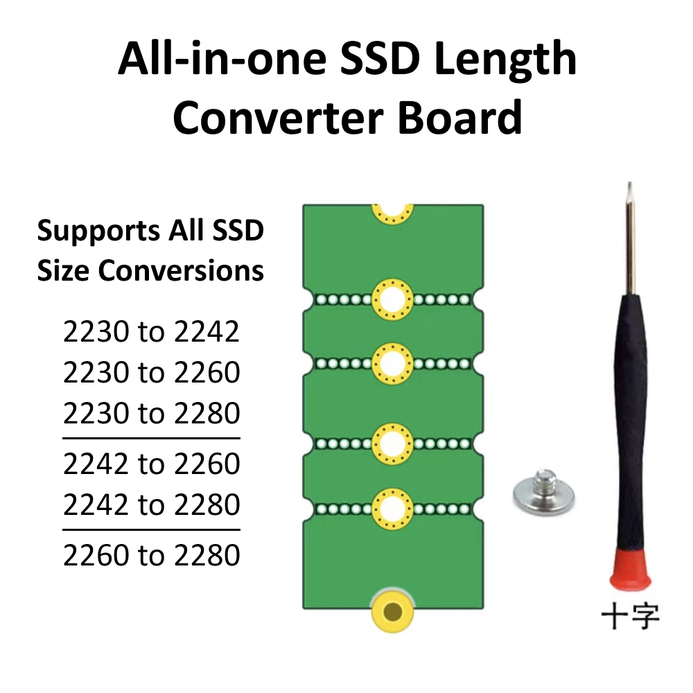 2230 to 2242 to 2260 to 2280 M.2 SSD Universal Size Converter Adapter Length Extension Board Bracket