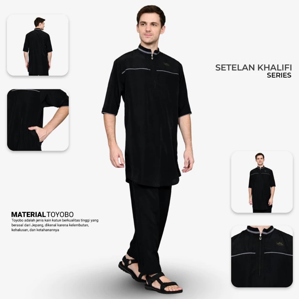 Gamis muslim pria setelan - setelan gamis muslim lengan pendek - koko kurta setelan dewasa