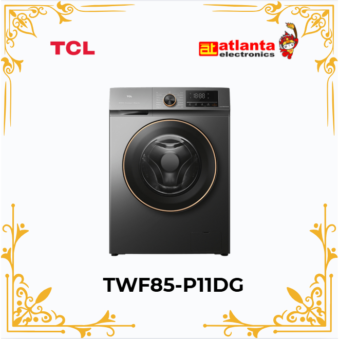 TCL Mesin Cuci Front Loading 8 KG TWF85-P11DG / TWF85P11DG Inverter - EBS Steam