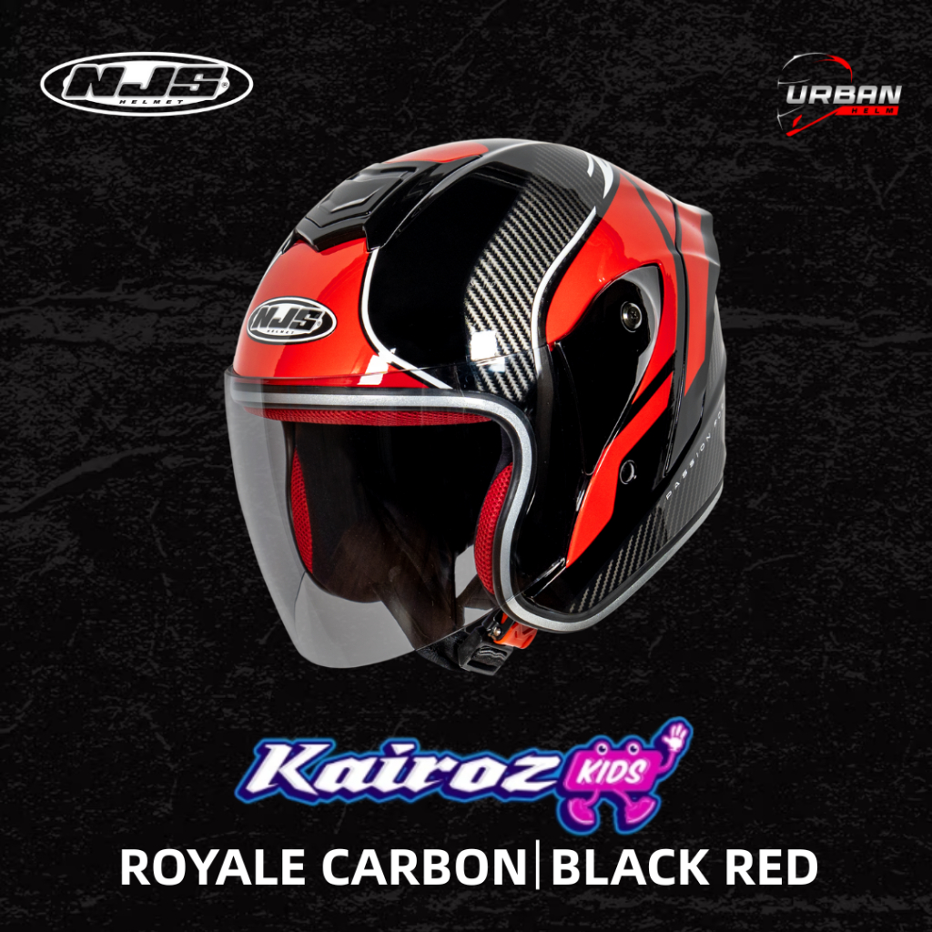NJS Kairoz Kids Royale Carbon (FREE Mainan Anak) - Helm Anak Half Face | Kairoz Anak | Kairoz Kids |