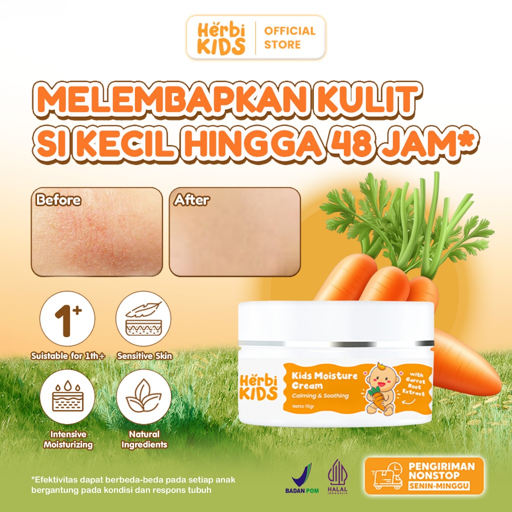 [KRIM EKSIM & LUKA] Herbikids Kids Moisture Cream - Krim Anak & Bayi Solusi Eksim (Eczema) & Penghil