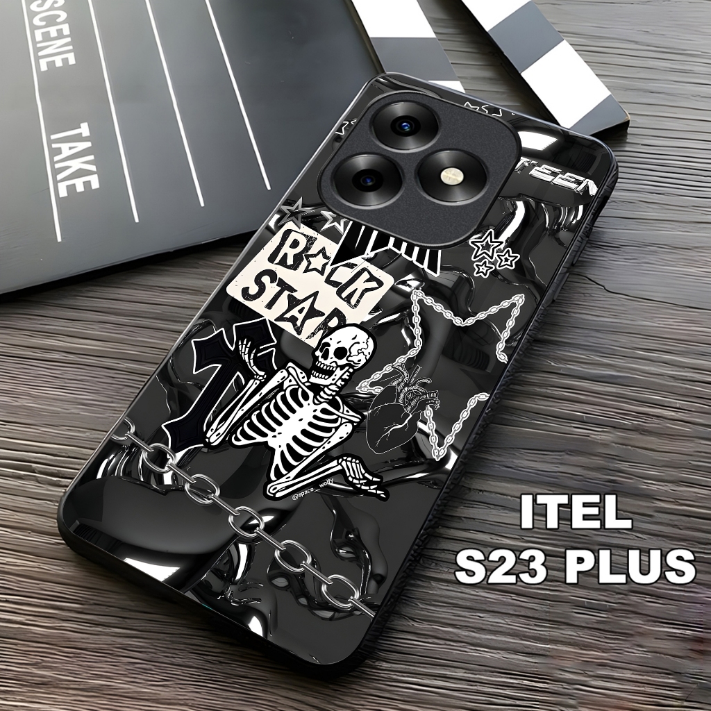 Softcase ITEL S23  Terbaru Case Fashion Motif [ AESTHETIC HITAM ] Keren Procamera Aksesoris Kesing H