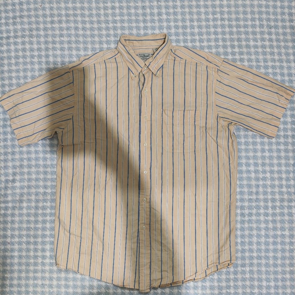 kemeja lengan pendek LL Bean kuning size L fit XL