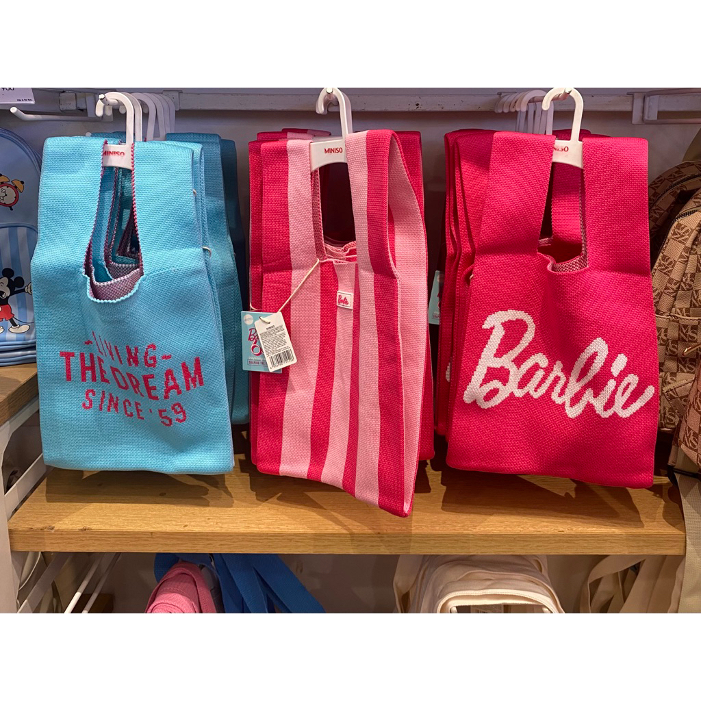 MINISO X BARBIE‼️ SHOPPING BAG PREMIUM BARBIE / TAS RAJUT BARBIE