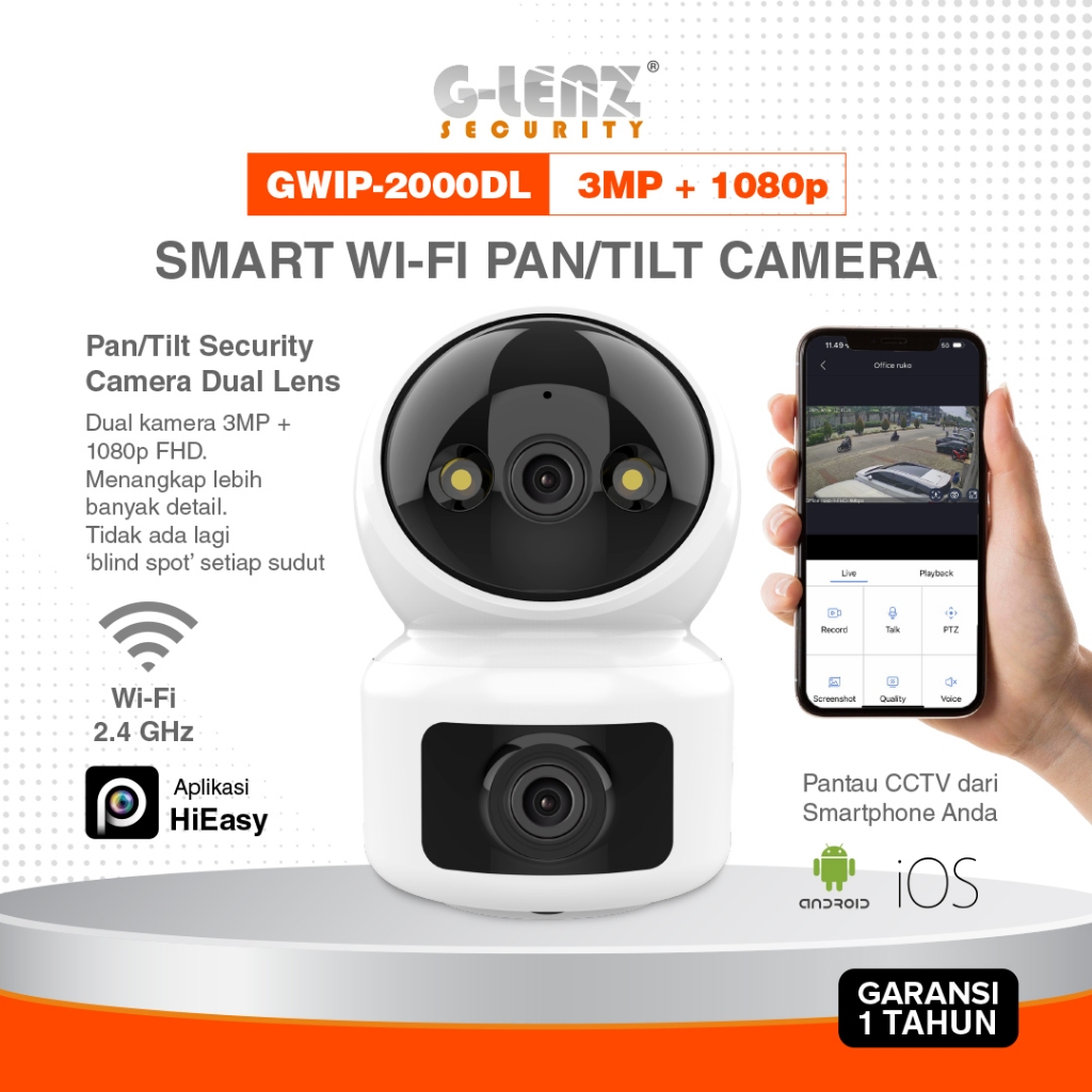 GLENZ CCTV WIFI PTZ - DUAL CAMERA 3MP INDOOR (GWIP-2000)