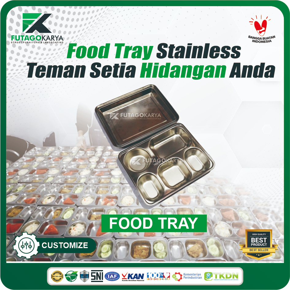 Food Tray Stainless | Nampan Program MBG | Nampan Makan Anti Karat & Higienis