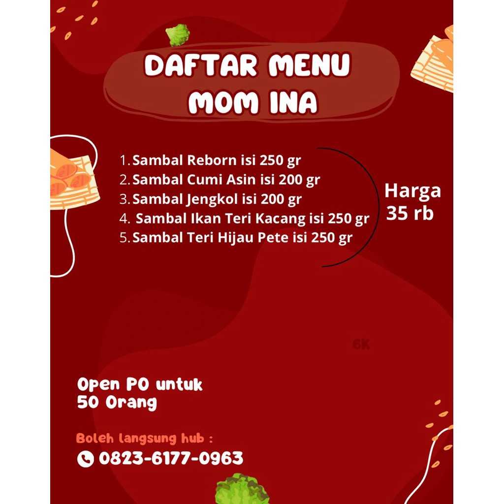 

Open PO Sambal Reborn/Cumi/Jengkol/Ikan Teri/Teri Pete BY MOM INA