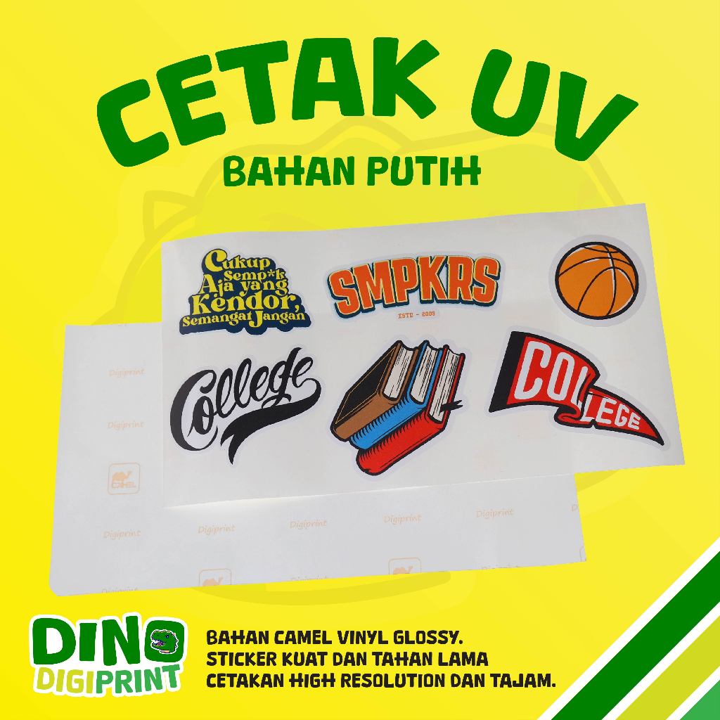 

CETAK STICKER UV BAHAN PUTIH METERAN BISA CUTTING