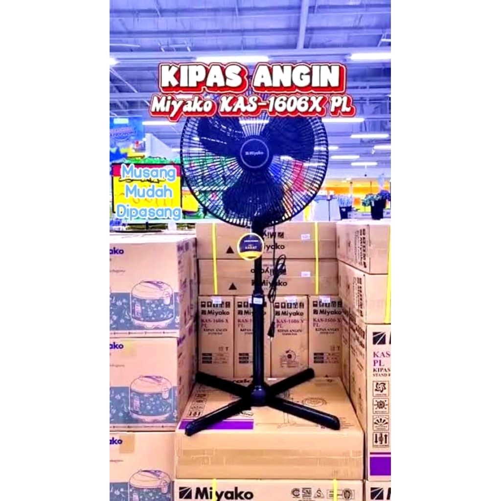 Kipas angin miyako 1606x hitam berdiri / kipas miyako stand fan 1606x pl / 1606x gb / kipas miyako m