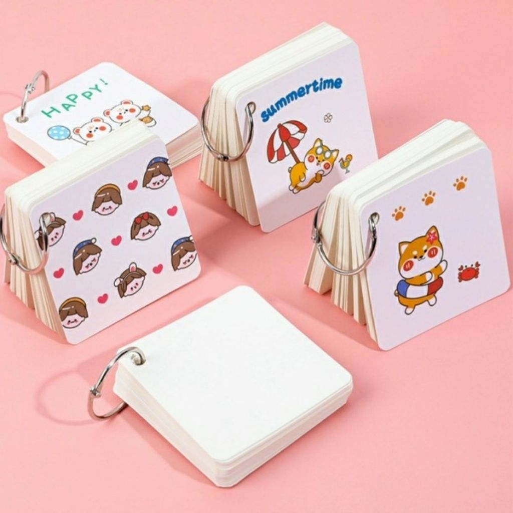 

♡Habiskan stock♡Flash Card / Memo ring kosong / Kartu Flash Persegi Dengan Ring (7*7cm)