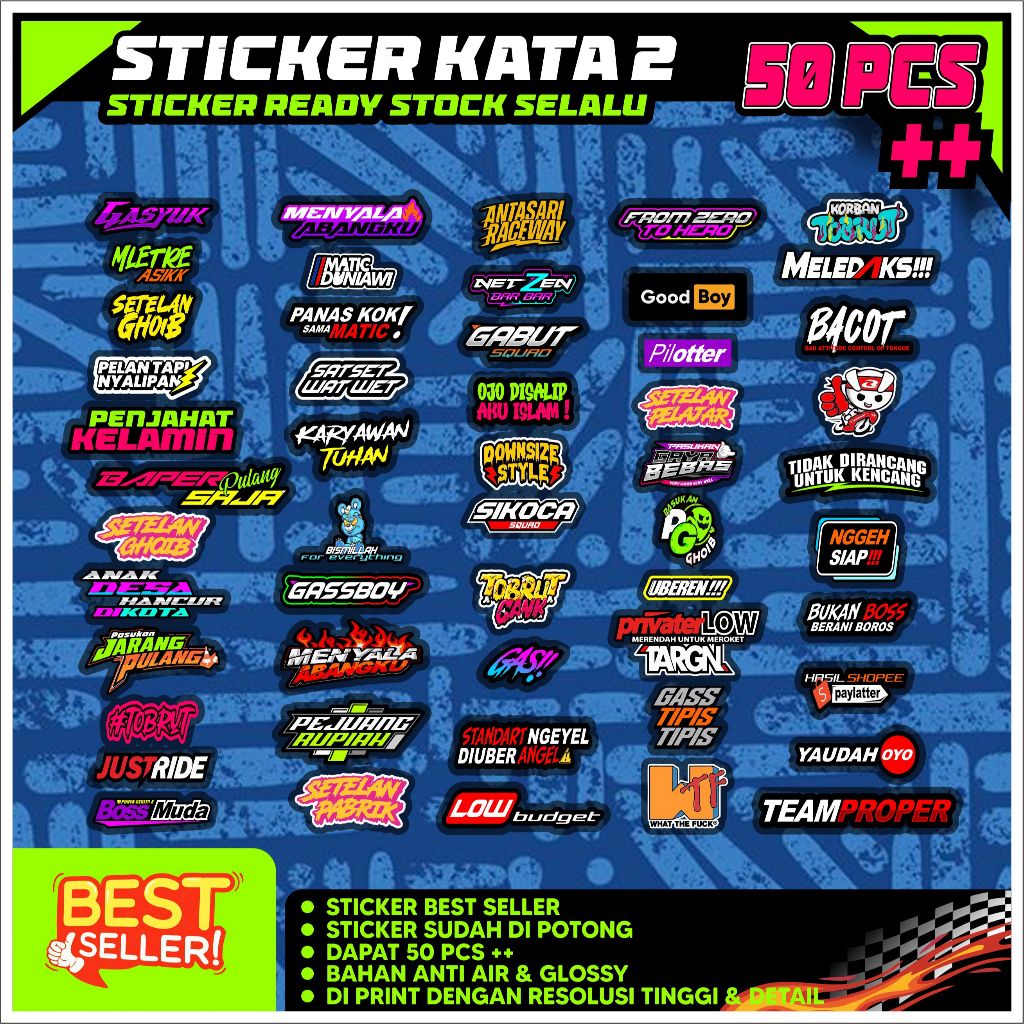 

Stiker kata kata viral 50 picis sudah di cutting dan anti air