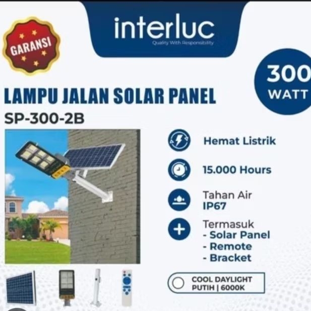 Lampu Jalan LED PJU Solar Panel Cell Interluc 300 Watt 300Watt 300 W
