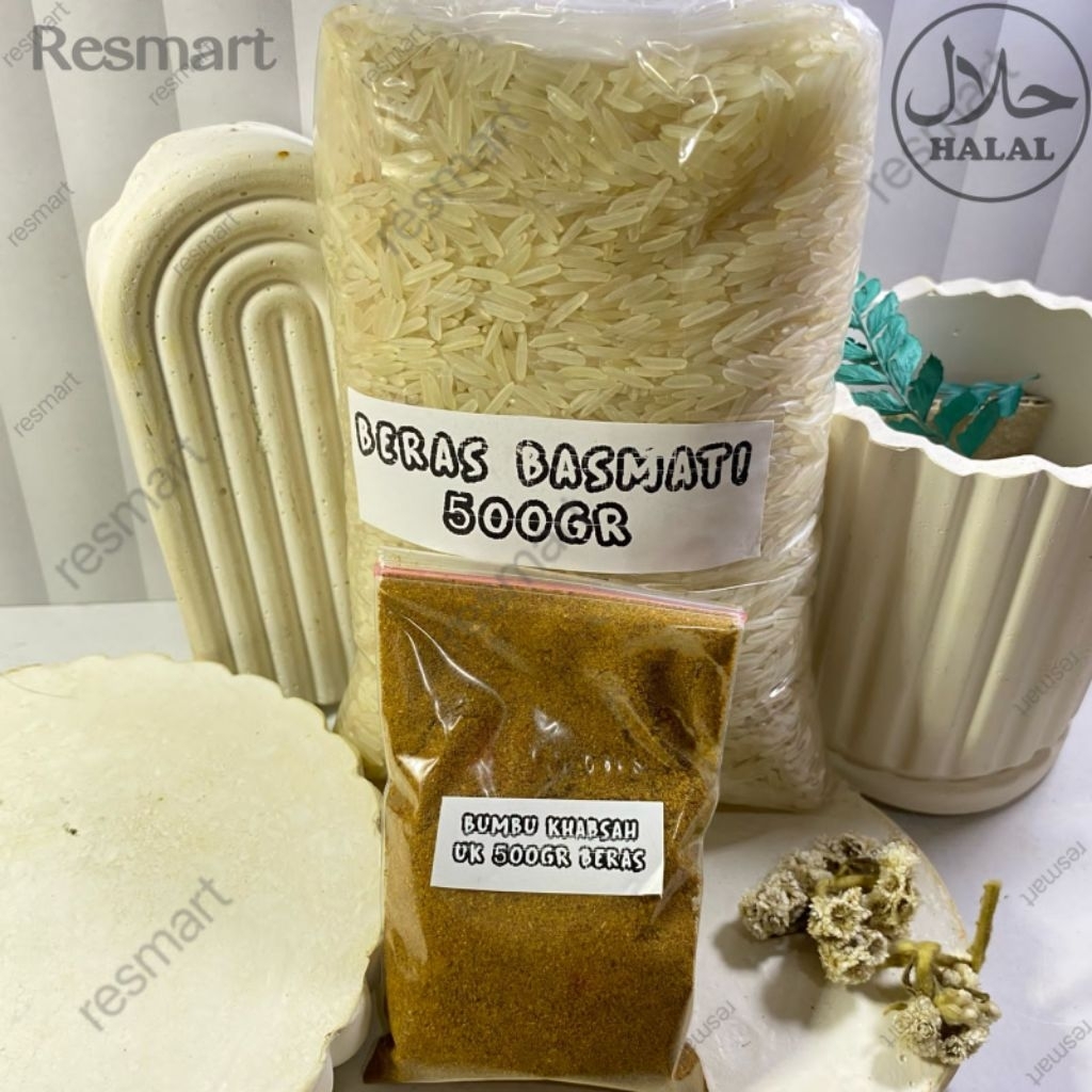 

beras basmati 500gr dan bumbu bubuk nasi khabsah