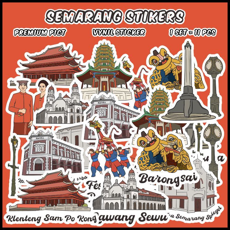 

[1 pack] Semarang Stickers (Stiker Semarang) Cocok untuk oleh-oleh / scrapbook / jurnal / diary / Sticker Pack / Ecer - ddu-du sticker
