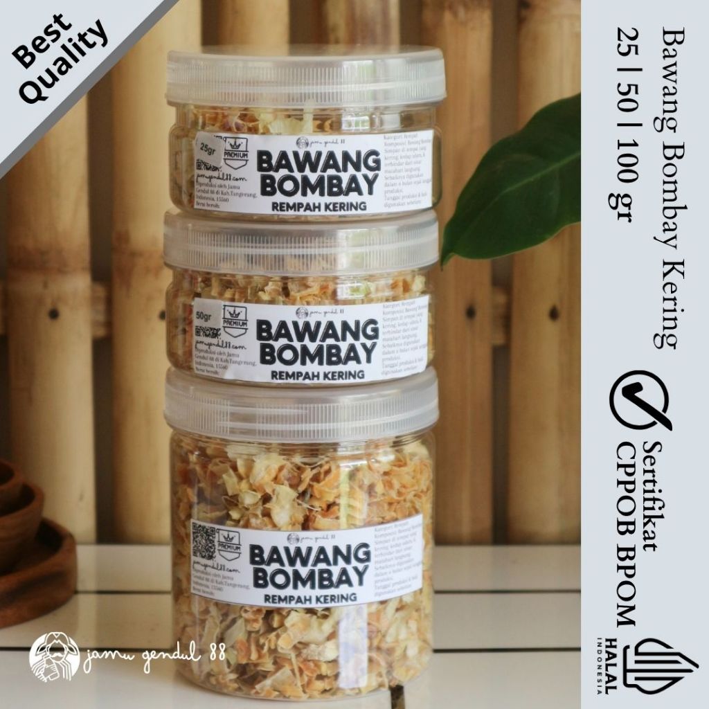 

Bawang Bombay Iris Kering - Dried Onion - Rempah Kering by Jamu Gendul 88 Kualitas Premium