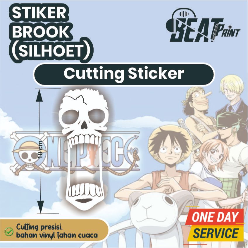 Sticker Brook One piece Siluet – Stiker Anime Vinyl Aesthetic Motor Helm Laptop | Beat Print