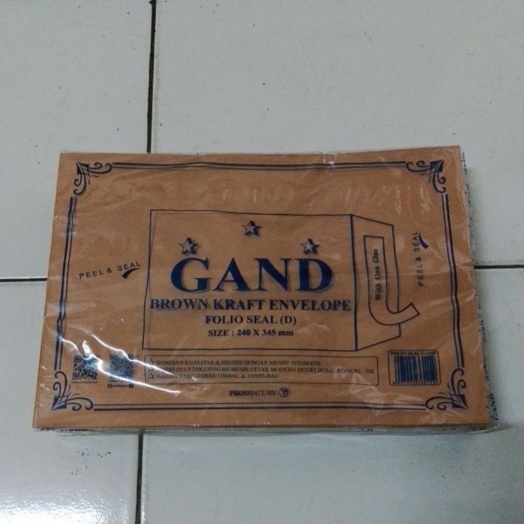 

amplop coklat F4/Folio seal gand 1 pack isi 100 lembar