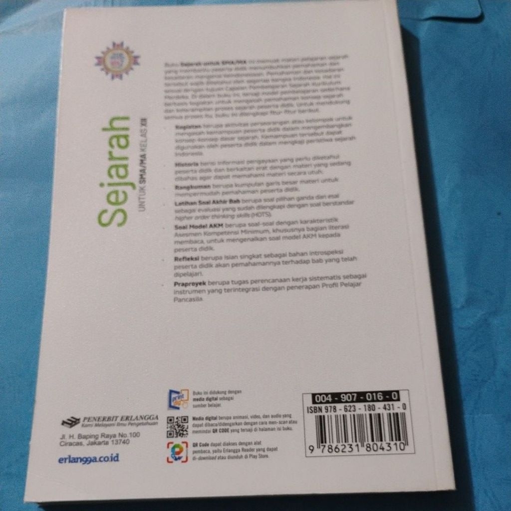 BUKU BEKAS SEJARAH SMA SMK KELAS 3 XII 12 KURIKULUM MERDEKA ERLANGGA