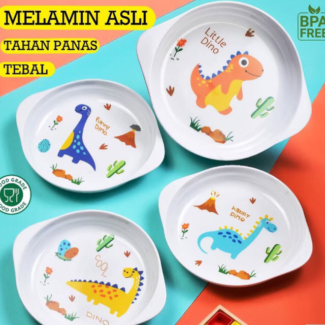 Piring Melamin Anak Motif Dino Satuan