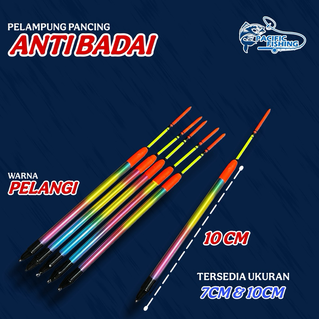 Pelampung pancing pipet Pelangi 7cm 10cm | Kambangan anti badai pipet