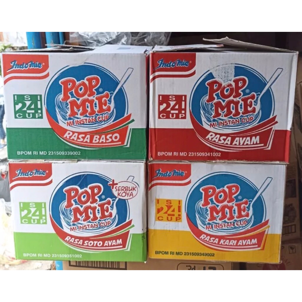 

Pop Mie Rasa Ayam|Kari|Soto|Baso 1 dus (isi 24)