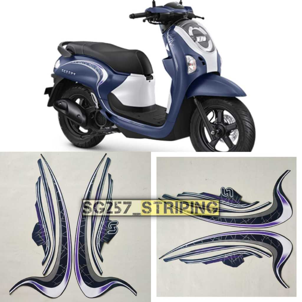 Striping Stiker Lis Polet Bodi Motor Scoopy Fashion 2024 Biru Doff Standar Berkualitas