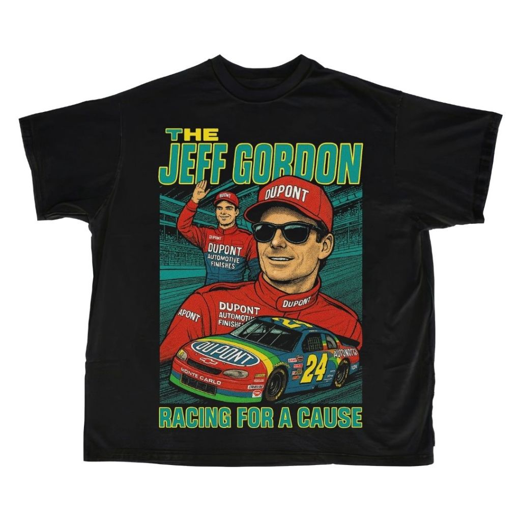 Psycho Crucify "Jeff Gordon" A2 Print Oversized T-Shirt | Black | Kaos Oversize | Vintage | Atasan |