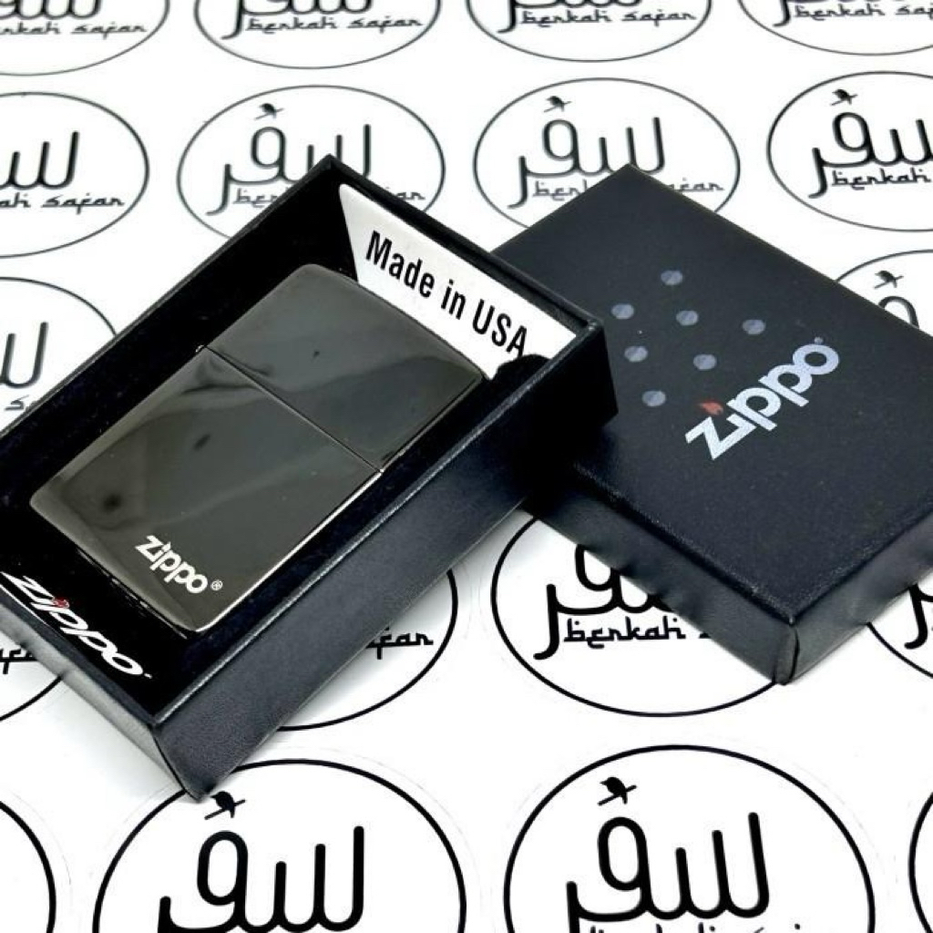 Korek Zippo Hitam Black Ice Ebony Logo Lighter Original