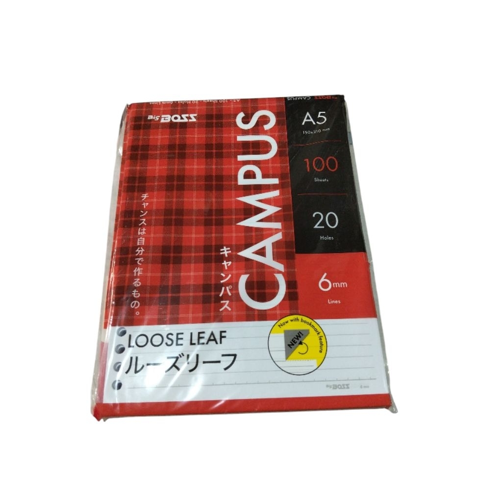 

Kertas Loose Leaf A5 Big Boss Campus 100 Lembar – Isi Binder Bergaris 6mm 20 Holes - Alat Tulis Kantor/ ATK Murah Medan