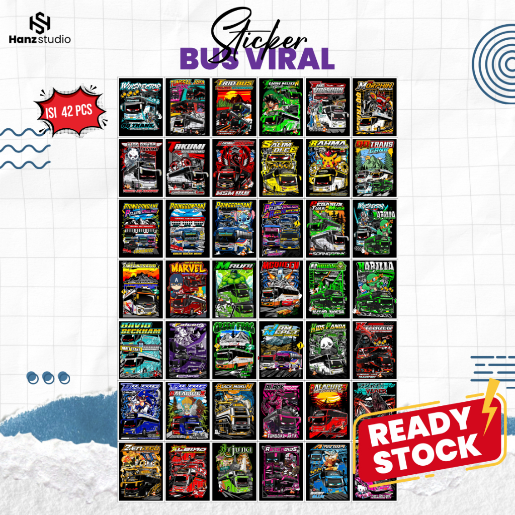 

(Free Sticker) 42 Pcs Sticker Bus Basuri Hologram Vynil Tahan Air