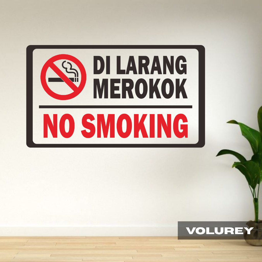 Sticker No Smoking Dilarang Merokok Cocok Untuk Dinding Kaca 30x19cm Stiker Vinyl Cutting Anti Air
