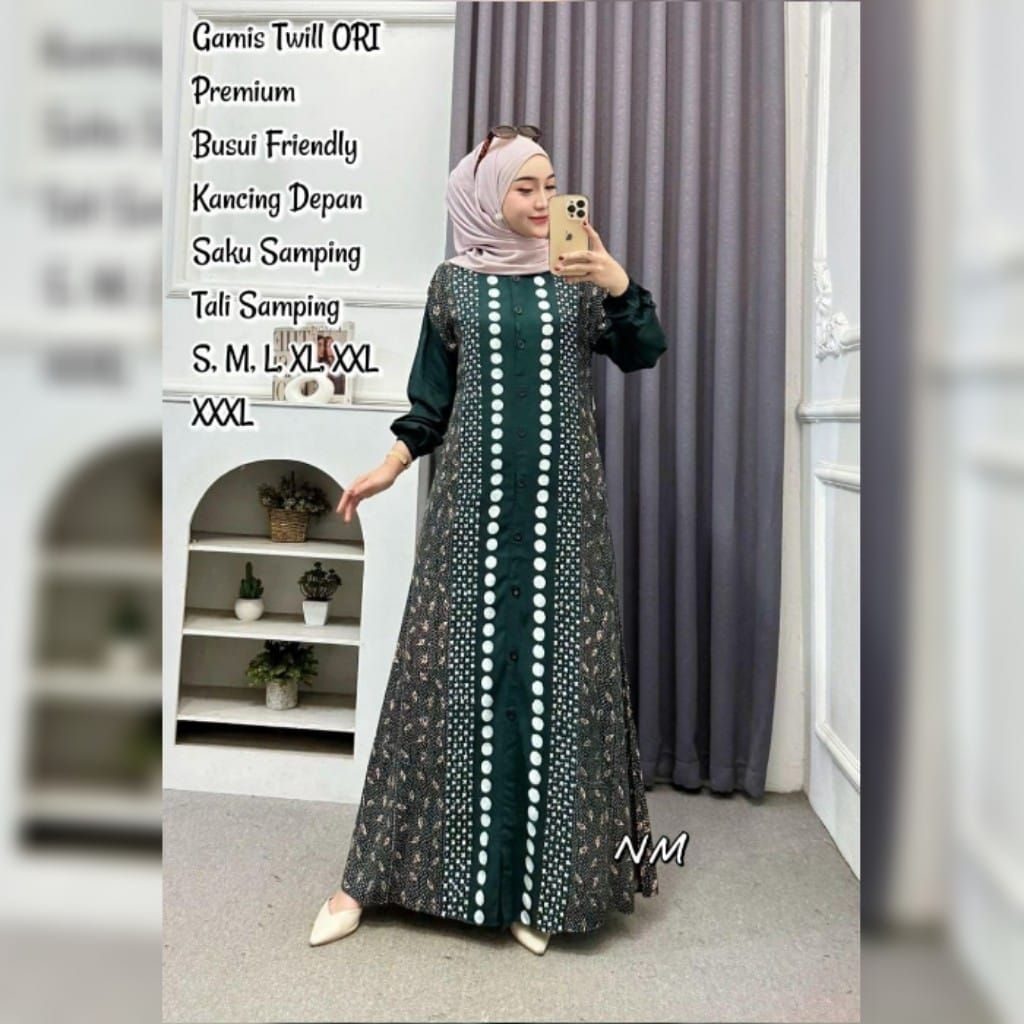 Gamis Twill ORI / Gamis Twill ORI Premium Pekalongan / Gamis Twill Busui Friendly / Kancing Depan da