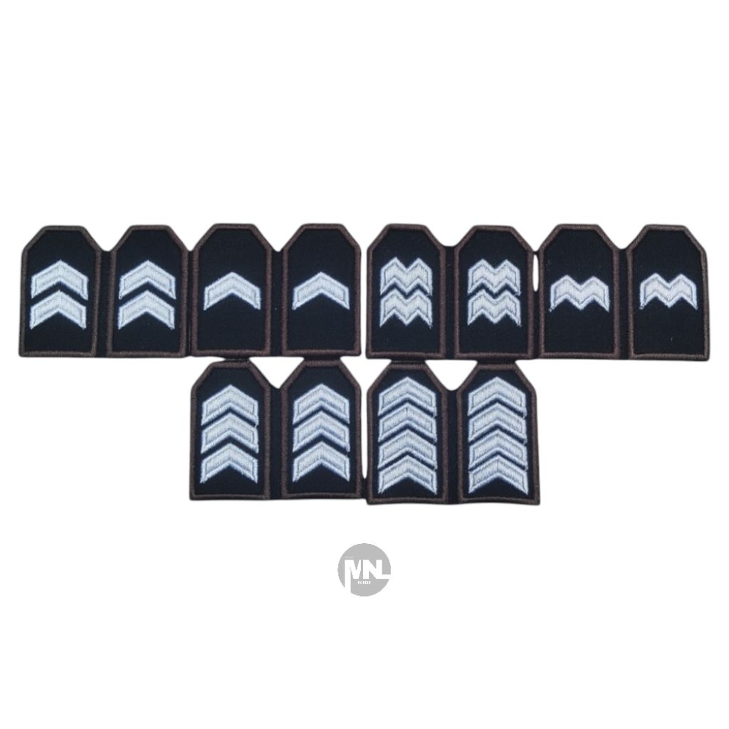 Pangkat Pdl Polri Bordir Timbul/ Bripda / Briptu / Brigadir /  Bripka / Lis  Coklat