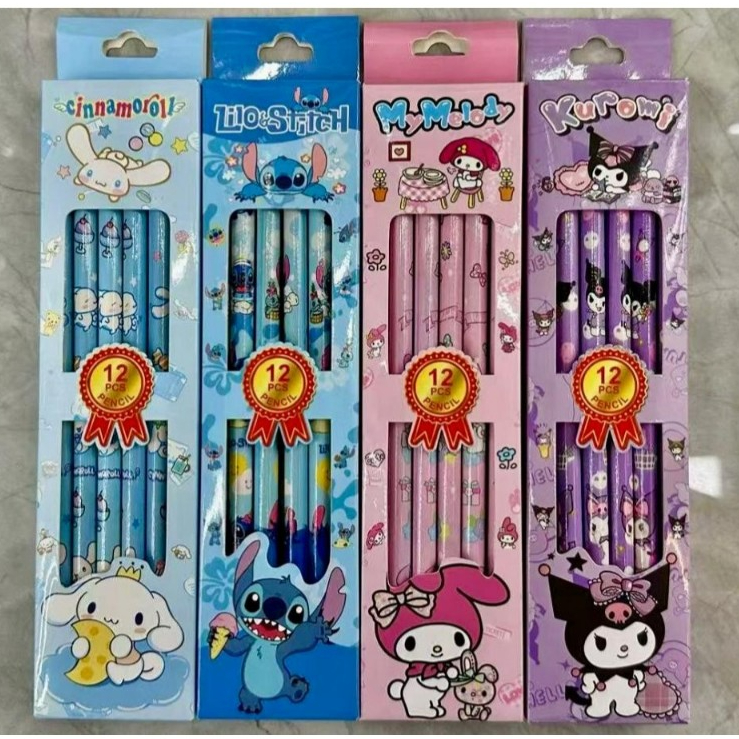 

[ PAK ISI 12 ] Pensil 2B Fancy Sanrio/Stitch/Baby / Pensil Lucu 2B 1 Lusin