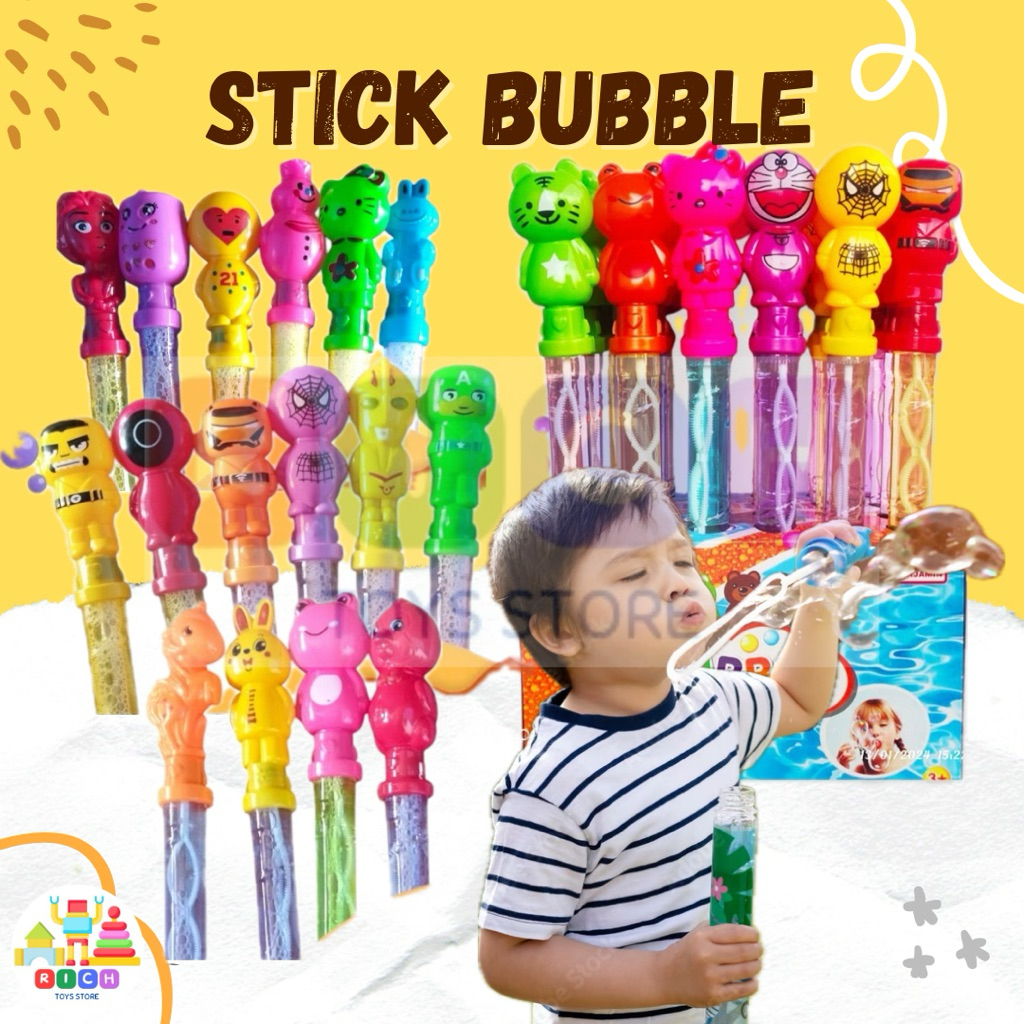 (1 Stik) Bubble Stick Gelembung Tiup Sabun Air  Lucu Mainan Anak Tiup Balloon Karakter 36cm Ukuran B
