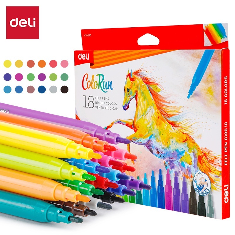 

Deli Spidol 18 Warna Tidak beracun Warna Cerah EC10010