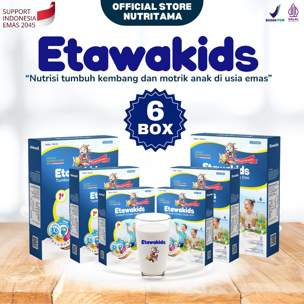 

Etawakids Platinum Susu Etawa Anak Formula Omega 3 & 6 untuk Daya Ingat & Fokus - 6 Box