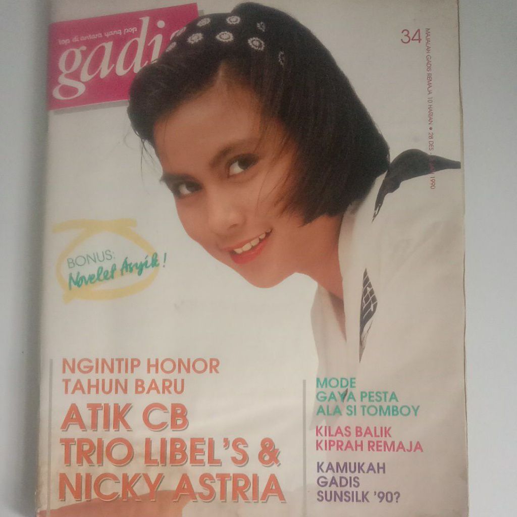 Majalah Gadis Tahun 1989 Cover Windi Mayani Jaman (Finalis Gadsam'89)