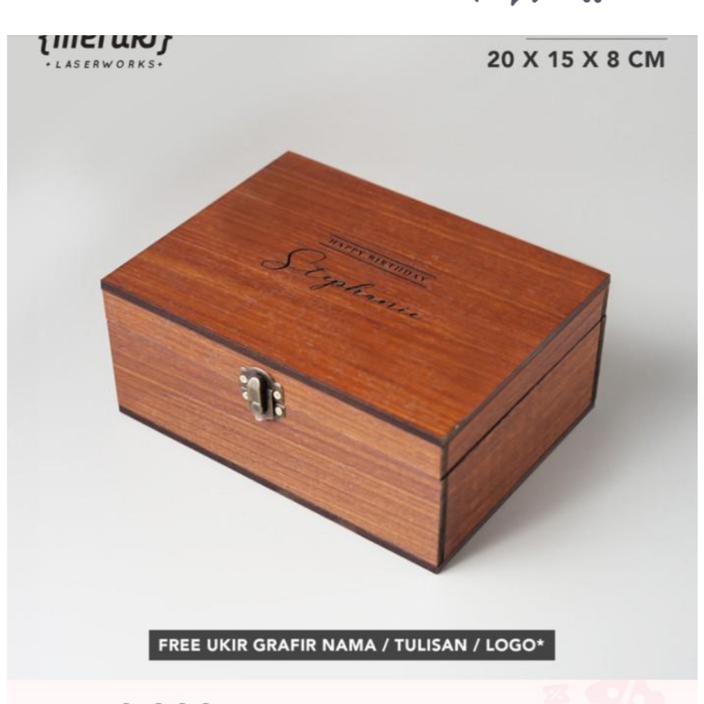 

Kotak Kayu Engsel Custom Nama Logo Gift Box