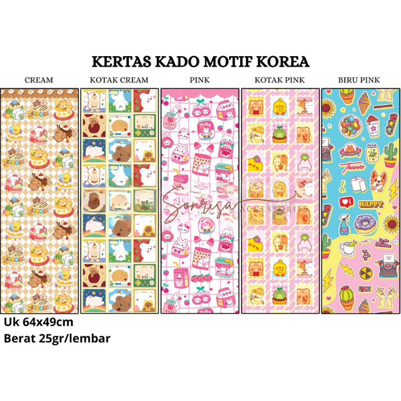 

SONRISA - Kertas Kado Korea Aesthetic Lucu / Bungkus Kado Doff Wrapping Paper