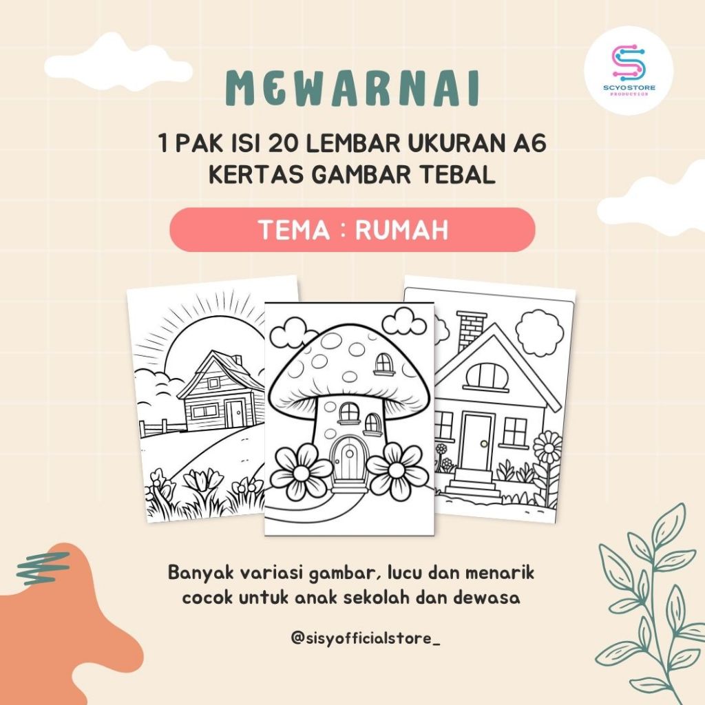 

KERTAS GAMBAR UNTUK ANAK TEMA RUMAH – LEMBAR MEWARNAI A6